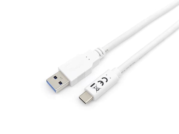Equip 128364, 1 m, USB A, USB C, USB 3.2 Gen 1 (3.1 Gen 1), 5000 Mbit/s, Valkoinen
