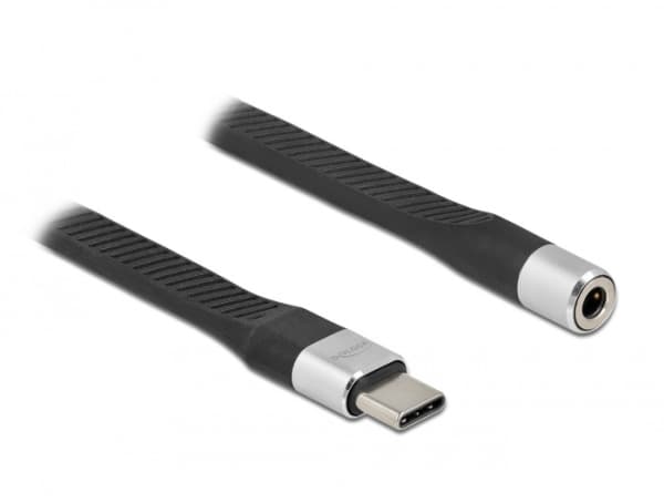 Delock - Audioadapter - 24 pin USB-C (hann) til 4-polsminijakk (hunn) - 10 cm - flat - svart