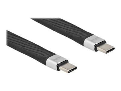 Delock - USB-kabel - 24 pin USB-C (hann) til 24 pin USB-C (hann) - USB 3.2 Gen 2 - 20 V - 5 A - 13 cm - flat - svart