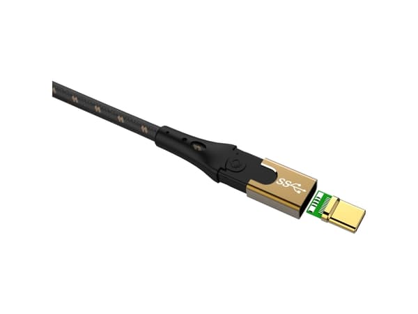 Oehlbach USB-kabel USB 3.2 Gen2 (USB 3.1 Gen2) USB-C®-kontakt, USB-C®-kontakt 0,50 m Svart/guld D1C9530