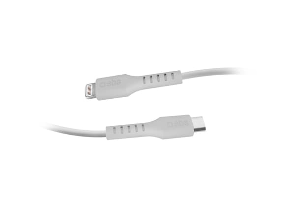 SBS TECABLELIGTC2W, 2 m, Lightning, USB C, Hankjønn, Hankjønn, Hvit