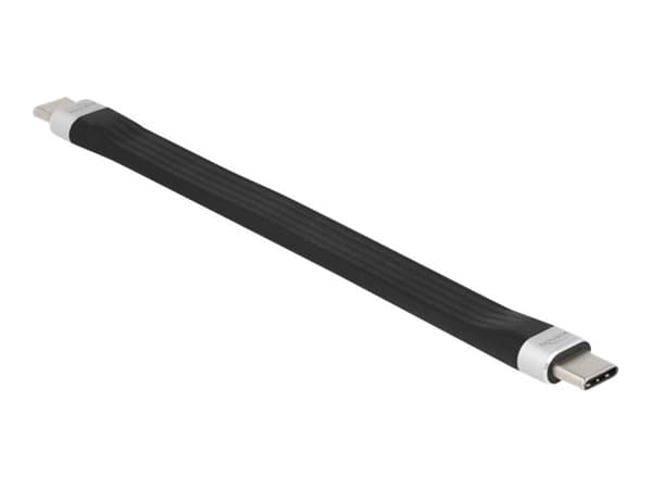 Delock - USB-kaapeli - USB-C (uros) - USB-C (uros) - USB 3.2 Gen 2 - 3 A - 13,5 cm - litteä - musta