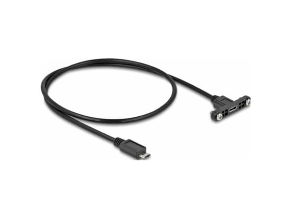 Delock - USB-förlängningskabel - mikro-USB typ B (hona) kan monteras på panel till mikro-USB typ B (hane) - USB 2.0 - 50 cm - svart