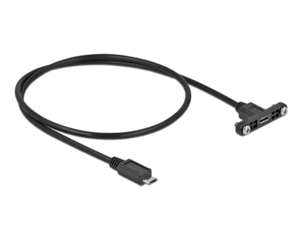 Delock - USB-förlängningskabel - mikro-USB typ B (hona) kan monteras på panel till mikro-USB typ B (hane) - USB 2.0 - 50 cm - svart