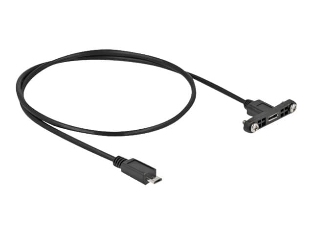 Delock - USB-förlängningskabel - mikro-USB typ B (hona) kan monteras på panel till mikro-USB typ B (hane) - USB 2.0 - 50 cm - svart