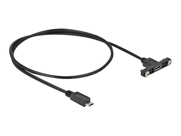 Delock - USB-förlängningskabel - mikro-USB typ B (hona) kan monteras på panel till mikro-USB typ B (hane) - USB 2.0 - 50 cm - svart
