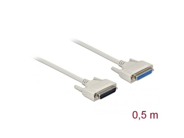 Delock - Seriellforlengelseskabel - DB-25 (hann) skrubar til DB-25 (hunn) skrubar - 50 cm - tommelskruer - beige