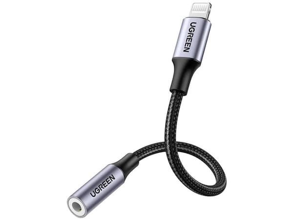 Ugreen US211 - Lightning til hodetelefonjakk-adapter - Lightning hann til mini-phone stereo 3.5 mm hunn - 30 cm - grå