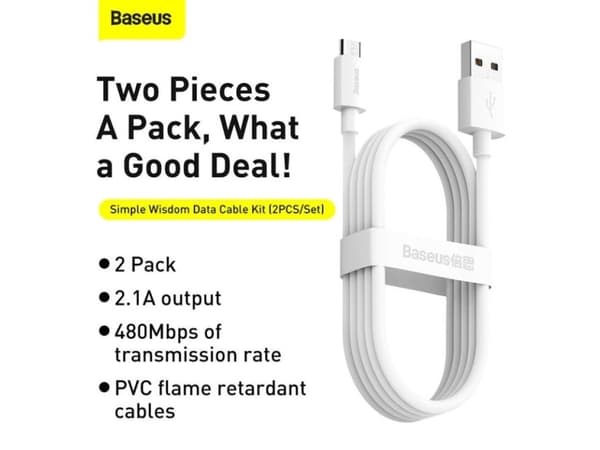 Baseus TZCAMZJ-02, 1,5 m, USB A, Micro-USB B, 480 Mbps, Vit