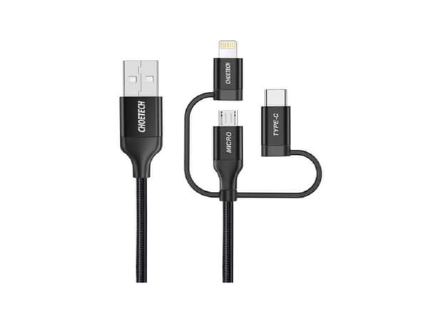 Choetech IP0030, 1,2 m, Mini-USB B, USB C/Micro-USB B/Lightning, Svart