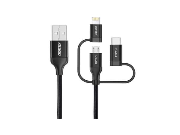 Choetech IP0030, 1,2 m, Mini-USB B, USB C/Micro-USB B/Lightning, Svart