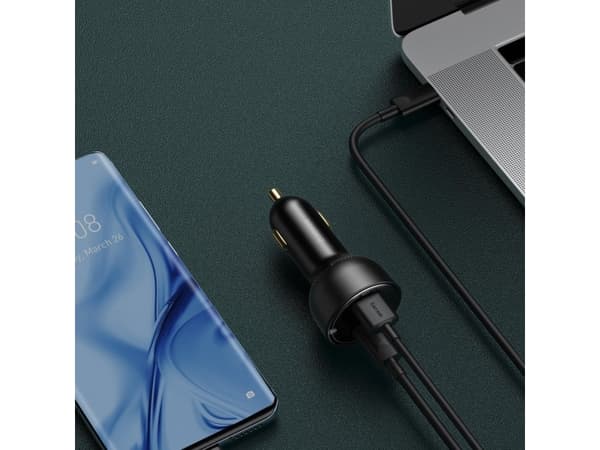 Baseus Baseus Superme charger fast car USB/USB Type C 100W PPS Quick Charge Power Delivery + USB Type C cable 100W (20V/5A) 1m black (TZCCZX-01)