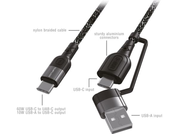 Kaapeli USB 4smarts USB-C - 1,5 m Czarny (4S468626)
