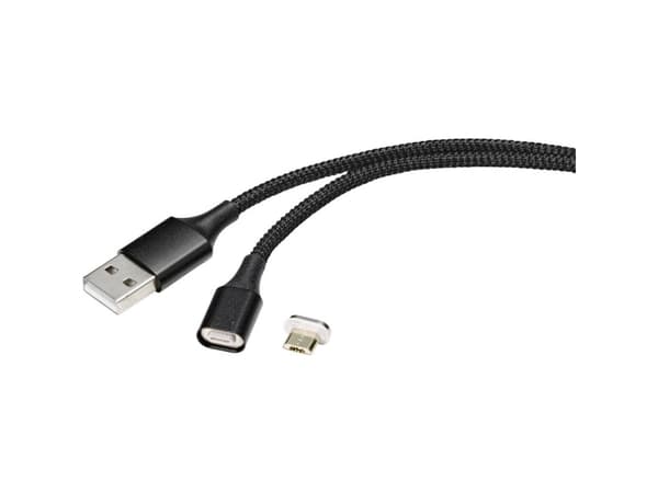 Renkforce RF-4746074, 1 m, USB A, Micro-USB B, USB 2.0, 480 Mbit/s, Sort