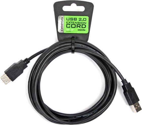 Omega USB Cable USB Extension Cable, M-F, 3.0M, Black
