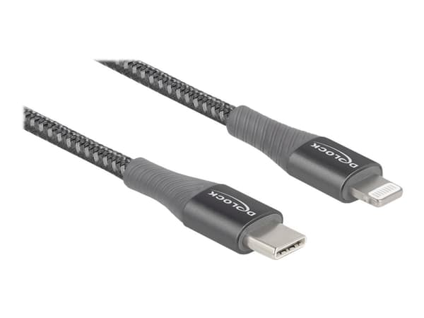DeLOCK 86631, 1 m, Lightning, USB A, Uros, Uros, Harmaa