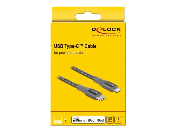 DeLOCK 86631, 1 m, Lightning, USB A, Uros, Uros, Harmaa