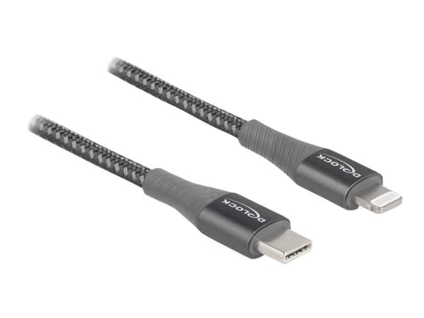Delock - Lightning-kabel - 24 pin USB-C hann til Lightning hann - 2 m - grå