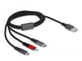 Miniatyrbild 4 av 5: Delock - Lightning-kabel, endast laddning - USB hane till mikro-USB typ B, Lightning, 24 pin USB-C hane - 1 m - svart