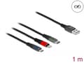 Miniatyrbild 5 av 5: Delock - Lightning-kabel, endast laddning - USB hane till mikro-USB typ B, Lightning, 24 pin USB-C hane - 1 m - svart