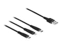 Miniatyrbild 3 av 5: Delock - Lightning-kabel, endast laddning - USB hane till mikro-USB typ B, Lightning, 24 pin USB-C hane - 30 cm - svart