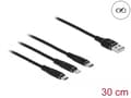 Miniatyrbild 5 av 5: Delock - Lightning-kabel, endast laddning - USB hane till mikro-USB typ B, Lightning, 24 pin USB-C hane - 30 cm - svart