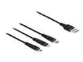 Miniatyrbild 1 av 5: Delock - Lightning-kabel, endast laddning - USB hane till mikro-USB typ B, Lightning, 24 pin USB-C hane - 30 cm - svart