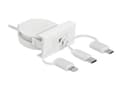 Miniatyrbild 3 av 5: Delock Easy - Lightning-kabel - USB hane till mikro-USB typ B, Lightning, 24 pin USB-C hane - 50 cm - vit, RAL 9003 - indragbar, platt