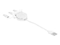 Miniatyrbild 4 av 5: Delock Easy - Lightning-kabel - USB hane till mikro-USB typ B, Lightning, 24 pin USB-C hane - 50 cm - vit, RAL 9003 - indragbar, platt
