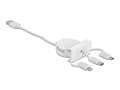 Miniatyrbild 5 av 5: Delock Easy - Lightning-kabel - USB hane till mikro-USB typ B, Lightning, 24 pin USB-C hane - 50 cm - vit, RAL 9003 - indragbar, platt