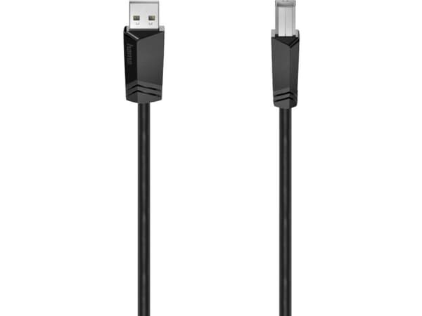 Hama Essential Line - USB-förlängningskabel - USB (hane) till USB typ B (hane) - USB 2.0 - 500 mA - 5 m - svart