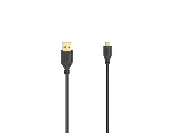 Hama Flexi-Slim, 0,75 m, Micro-USB A, USB A, USB 2.0, 480 Mbit/s, Sort