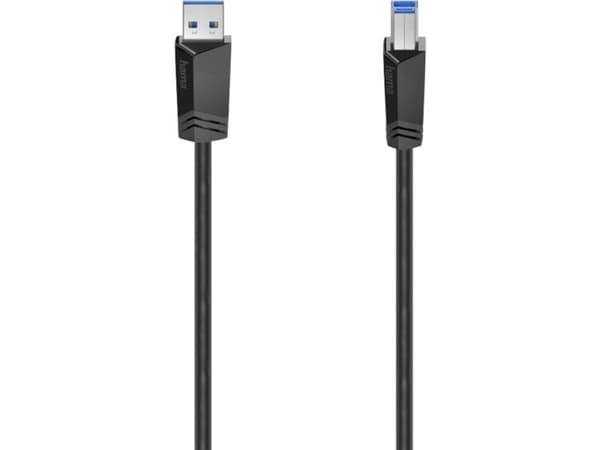 Hama 00200625, 1,5 m, USB A, USB B, USB 3.2 Gen 1 (3.1 Gen 1), 5 Gbit/sek., Sort