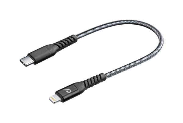 Cellularline 8018080353215, 0,15 m, Lightning, USB C, Hankoppling, Hankoppling, Svart