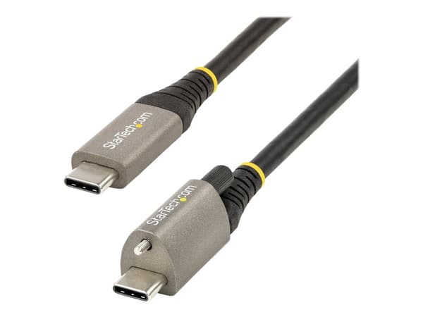 StarTech.com 1 m toppskruvlåsande USB C-kabel 10 Gbit/s - USB 3.1/3.2 Gen 2 Type-C kabel - 100W (5A) Power Delivery-laddning, DP alt-läge - Enkel skr