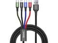 Miniatyrbilde 1 av 4: Baseus CA1T4-B01, Sort, USB A, Lightning + micro-USB B + USB C, 1,2 m, Hankjønn, Hankjønn