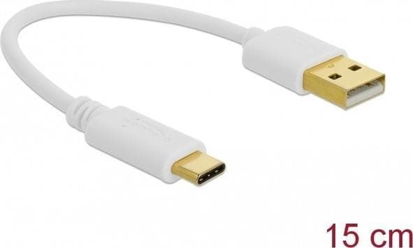 Delock - USB-kabel - USB (kun strøm) (hann) til USB-C (kun strøm) (hann) - 3 A - 15 cm - hvit