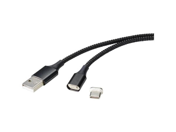 Renkforce RF-4746076, 1 m, USB A, USB C, USB 2.0, 0,48 Gbit/s, Svart