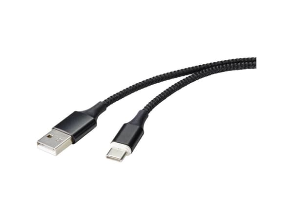 Renkforce RF-4746076, 1 m, USB A, USB C, USB 2.0, 0,48 Gbit/s, Svart