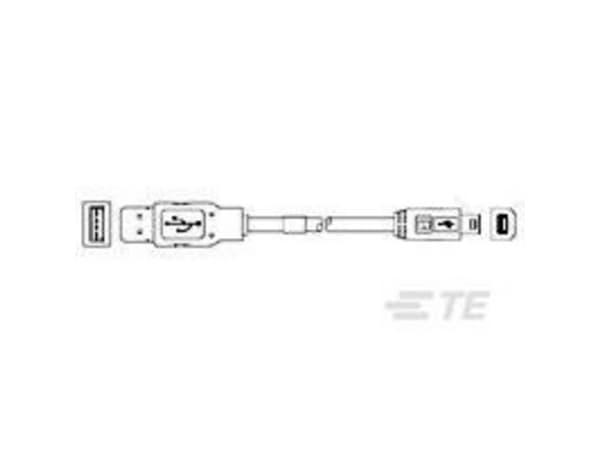 TE Connectivity USB-kabel USB-A-hanstik, USB-B-hunstik 1.80 m 1487596-3