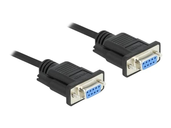 Delock - Null modem-kabel - DB-9 (hunn) til DB-9 (hunn) - 1 m - tommelskruer - svart