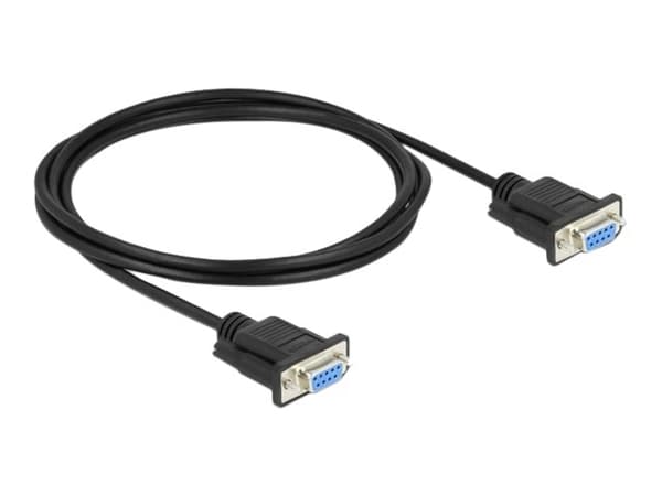 Delock - Nollmodemkabel - DB-9 (hona) till DB-9 (hona) - 2 m - tumskruvar - svart