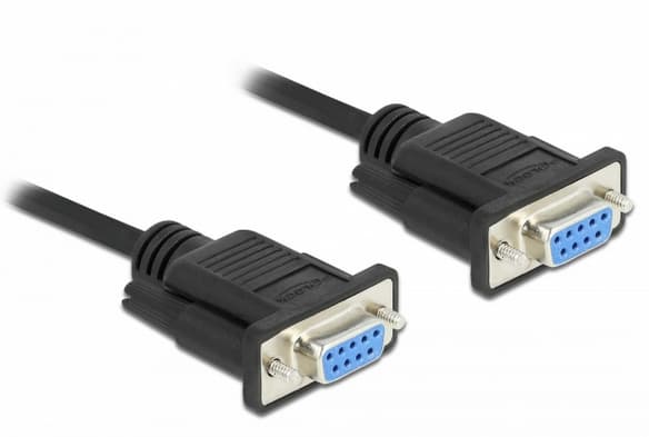 Delock - Nollmodemkabel - DB-9 (hona) till DB-9 (hona) - 2 m - tumskruvar - svart