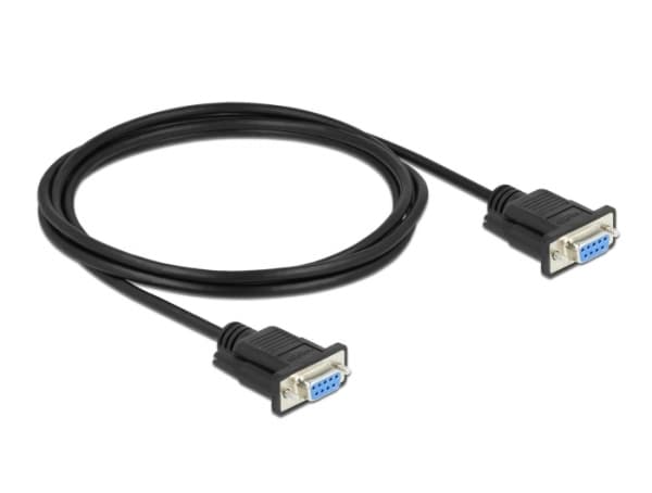 Delock - Nollmodemkabel - DB-9 (hona) till DB-9 (hona) - 2 m - tumskruvar - svart