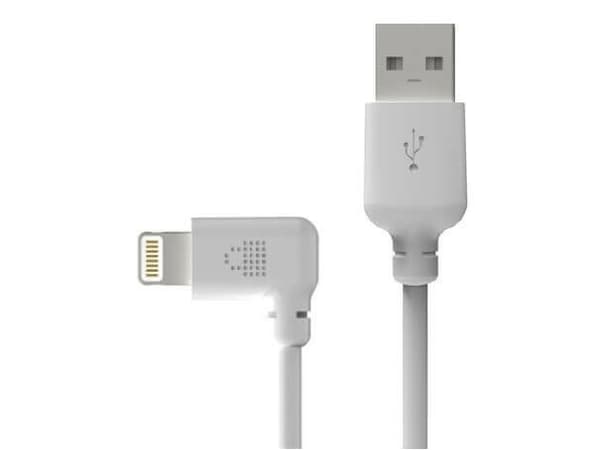 LocknCharge - Lightning-kabel - Lightning hane högervinklad till USB hane - 15 cm - vit (paket om 8)