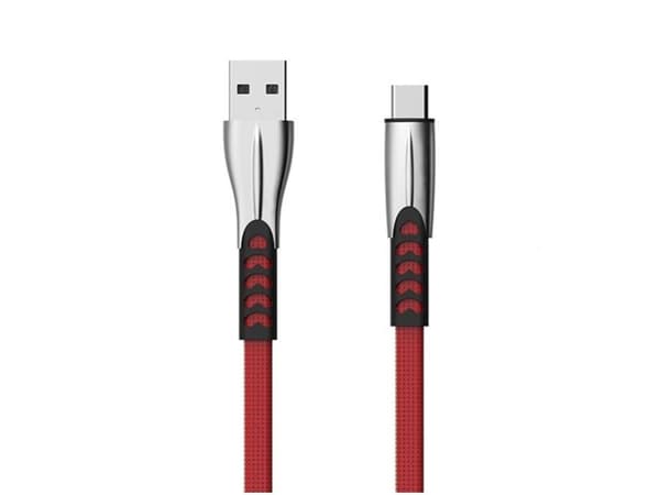 SOMOSTEL CABLE USB TYP-C 2.4A RED 2400MAH QUICK CHARGER QC 3.0 1M POWERLINE METAL PLUGS BW02