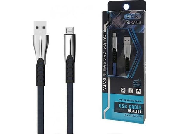 SOMOSTEL USB CABLE MICRO 2.4A BLUE 2400MAH QUICK CHARGER QC 3.0 1M METAL PLUG BW02