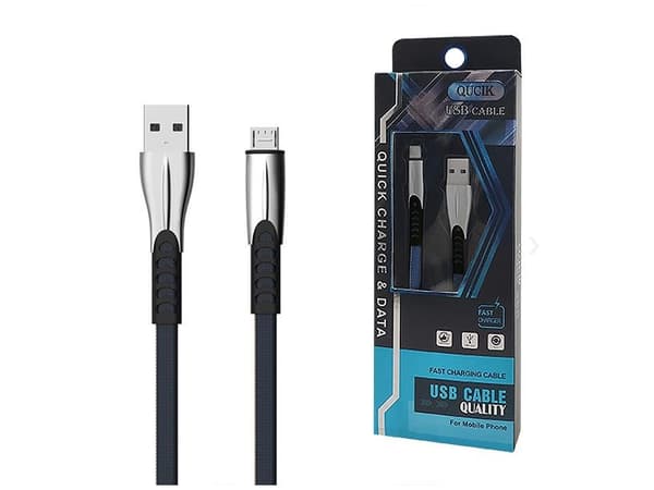 SOMOSTEL USB CABLE MICRO 2.4A BLUE 2400MAH QUICK CHARGER QC 3.0 1M METAL PLUG BW02