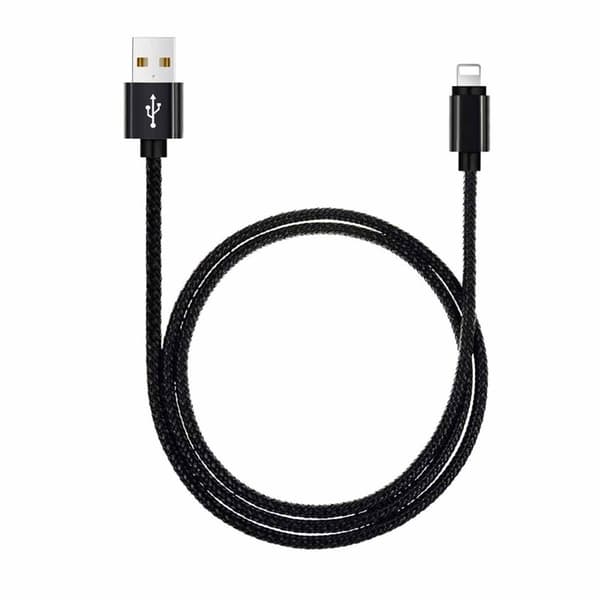 Ekstra bæredygtig 1m Apple Lightning Hurtig opladning Load Cable (Sort)