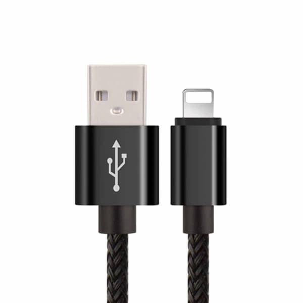 Ekstra bæredygtig 1m Apple Lightning Hurtig opladning Load Cable (Sort)